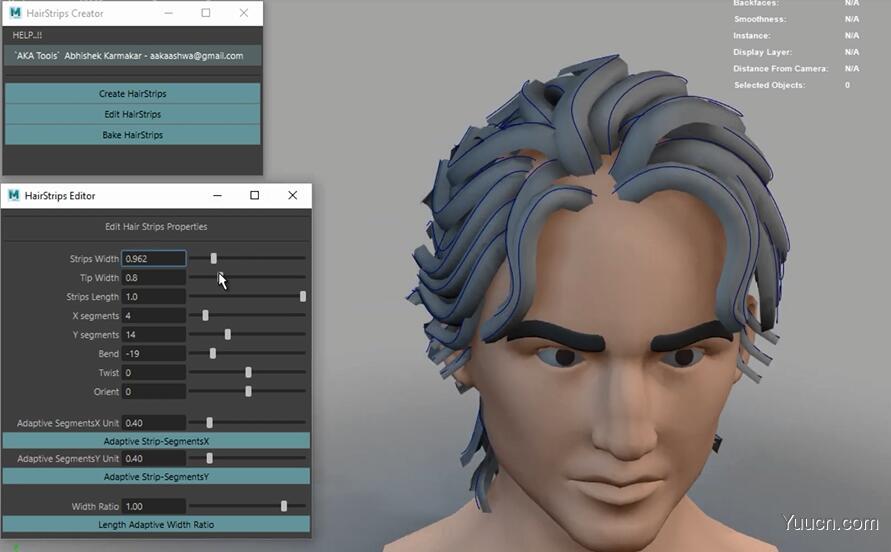 Maya头发毛发插件HairStrips Creator Tool V1.0 for Maya 免费版+视频教程